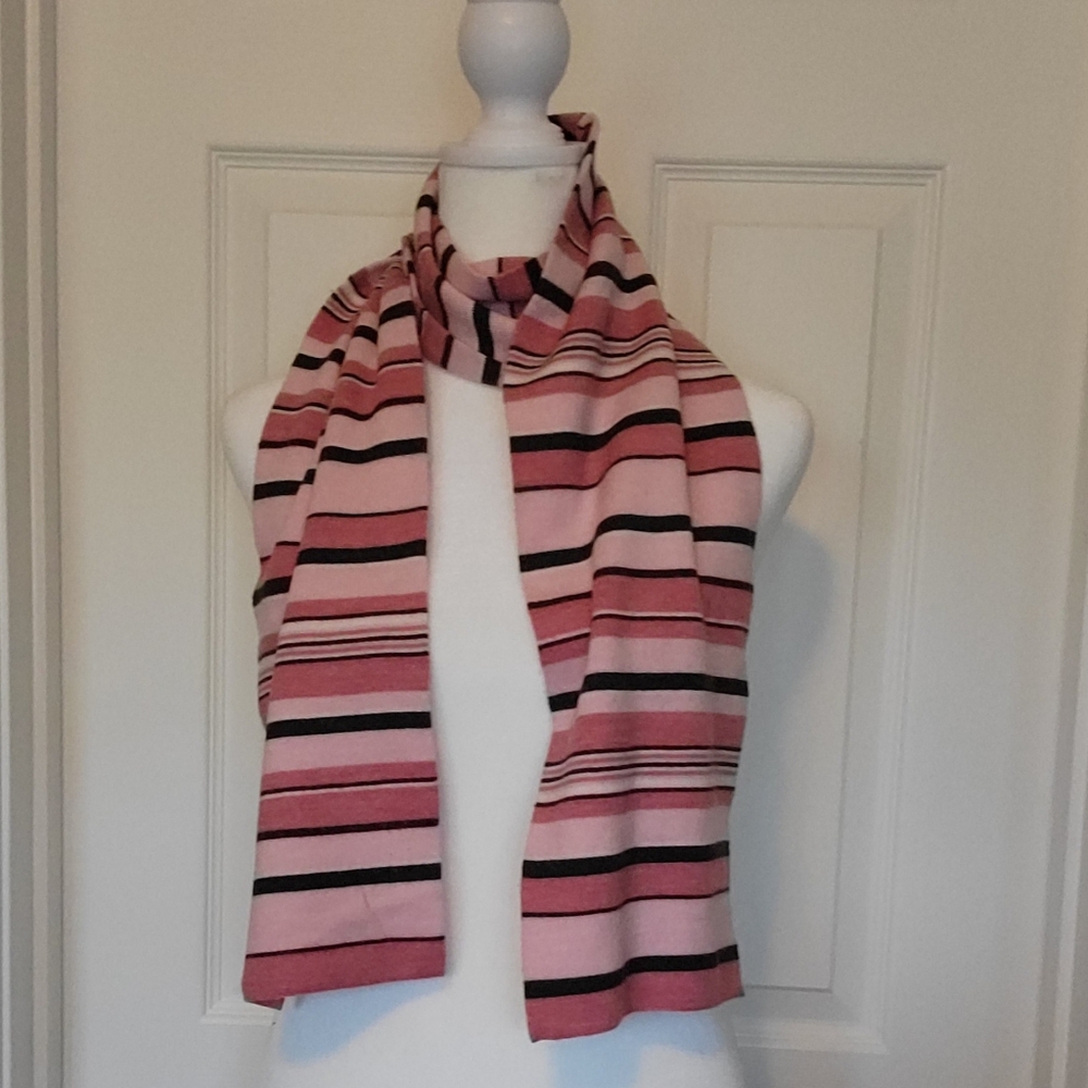 Brooks Brothers 346 Wool Striped Pink Scarf